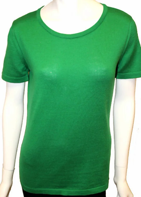 Women's Clothing for All Occasions Short Sleeve Crew-Neck Shell Top In Green