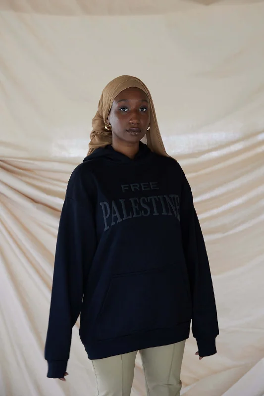 Women's Evening Wear free Palestine puff ink hoodie