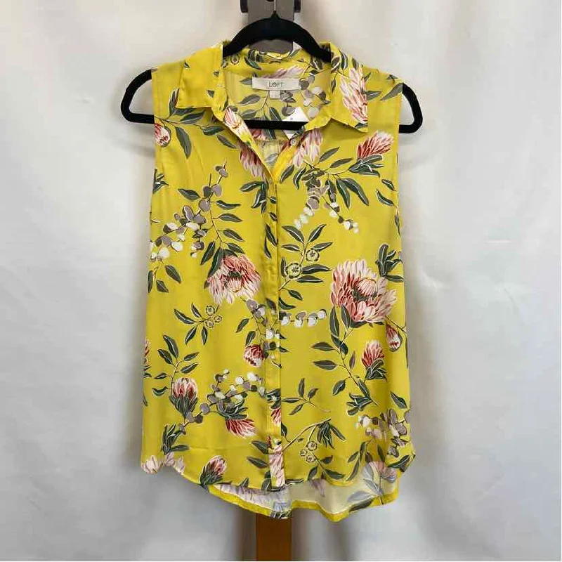 Sale On Sale Loft Women's Size M Yellow Floral Sleeveless Shirt