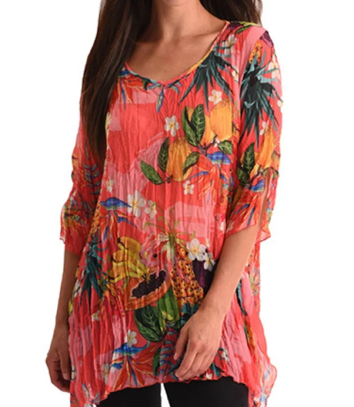 Women's Professional Apparel Hawaiian Escape 3/4 Sleeve Tunic In Multi