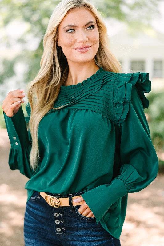 Latest Fashion for Women Save Your Applause Emerald Green Ruffled Blouse