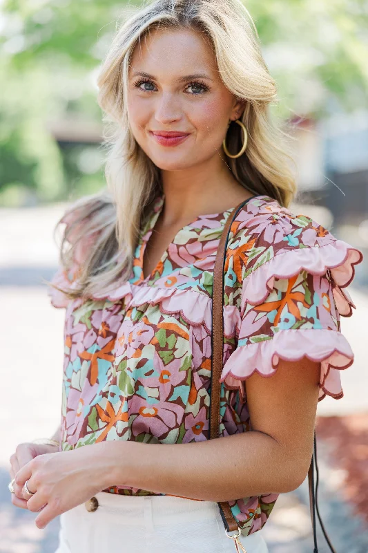 Everyday Women's Fashion Trends Way Back When Pink Floral Blouse