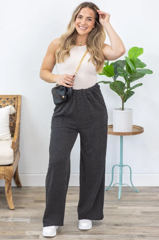 Women's Weekend Outfit Ribbed Pants With Pockets