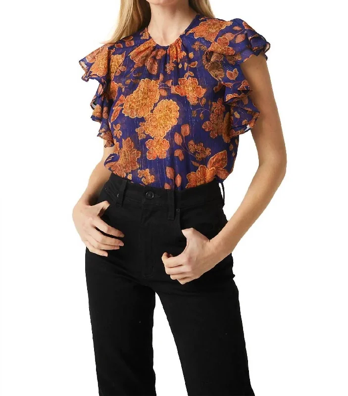 Women's Chic Apparel Galeta Top In Blue Marigold