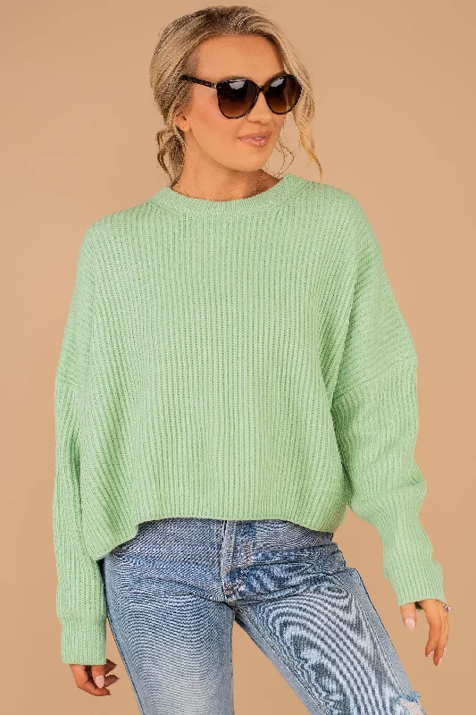 Flash Discount Rely On You Mint Green Crop Sweater