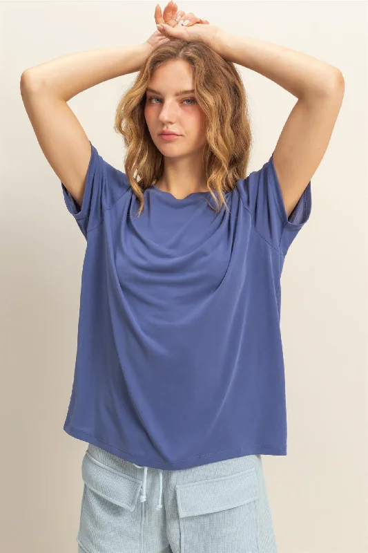 Women's Functional Outdoor Garments Navy Basic Round Neck Short Sleeve T-Shirt