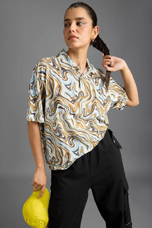 Women's Luxury Garments Y2K Print Polo T-Shirt