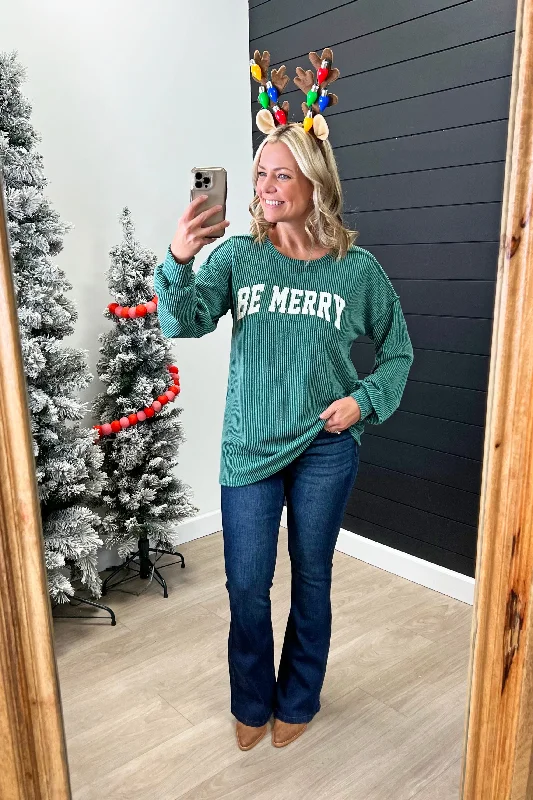 Plus Size Women Wear Be Merry Ribbed Long Sleeves - 2 Colors! - FINAL SALE