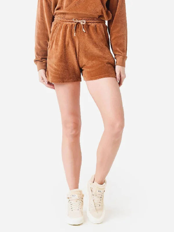 Casual Fashion for Women Velour Short In Dark Tan