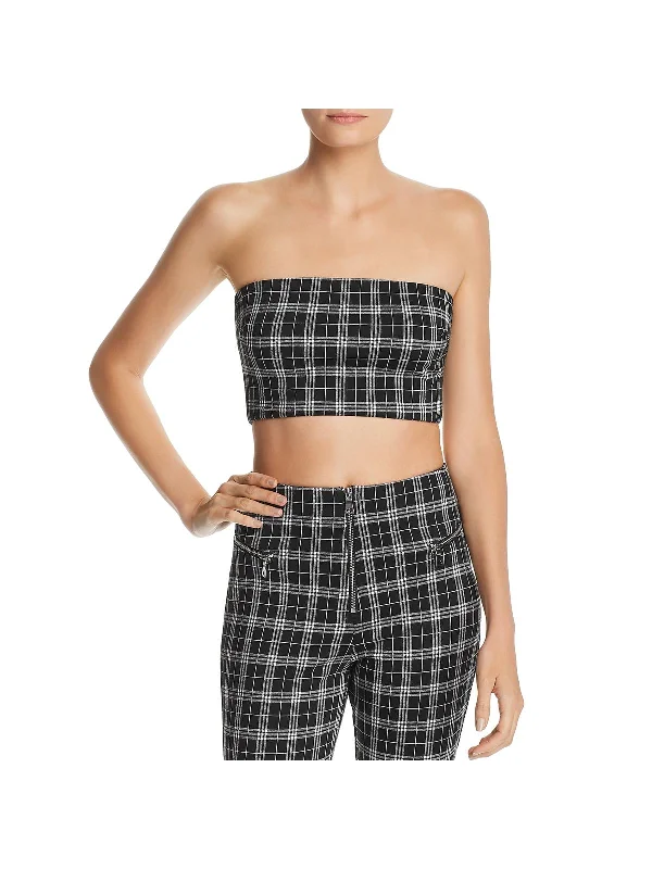 Women's Athletic Apparel Womens Tube Plaid Crop Top