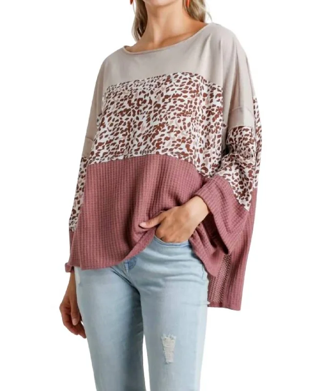 Clothing Online Color Block Waffle Knit Top In Berry Mix