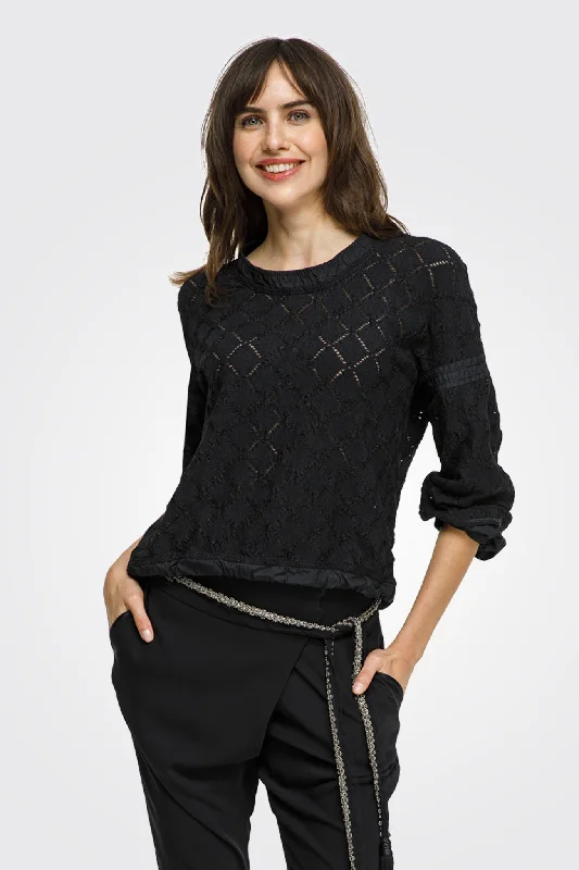 Stylish Women's Garments For Holidays Lace Pullover - Black