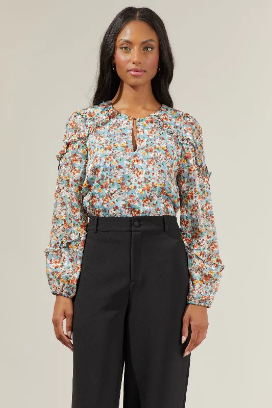 Sale Clothes Online Cindy Floral Long Sleeve Blouse