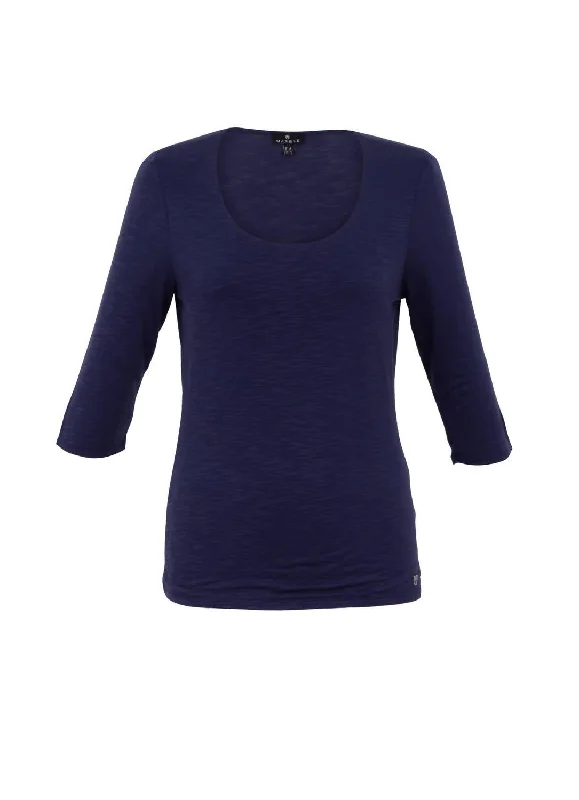 Women's Luxury Garments Women's Scoop Neck Top In Navy