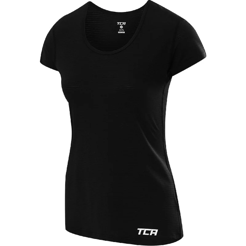 Women's Chic Apparel TCA Air Scoop Neck Short Sleeve Womens Training Top - Black