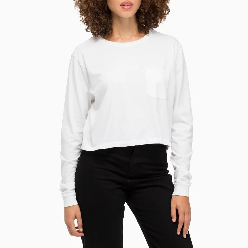 Easygoing Women's Style Long Sleeve Crop (White)