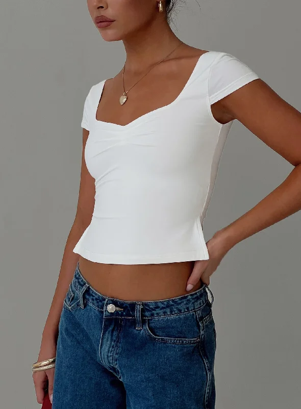 Women's Party Outfit Rehna Short Sleeve Top White