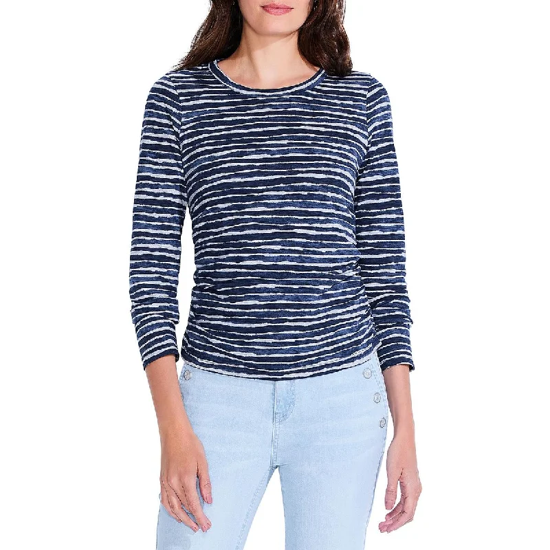 Women's Activewear Apparel Womens Striped Creweck Pullover Top