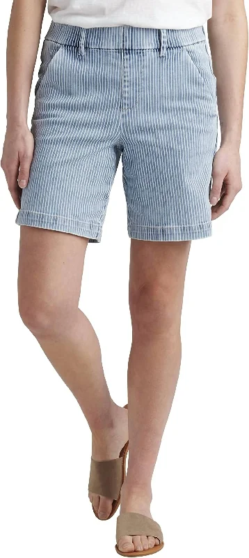 Relaxed Style Maddie 8" Short Stripe In Bleached Stripe