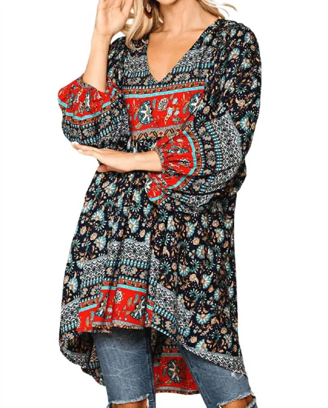 Women's Transitional Garments Amirah Mix Tunic In Navy Multi