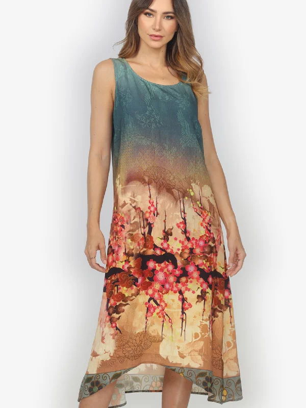 Casual Style for Busy Women Ombre Ocean Blossom Tank Dress