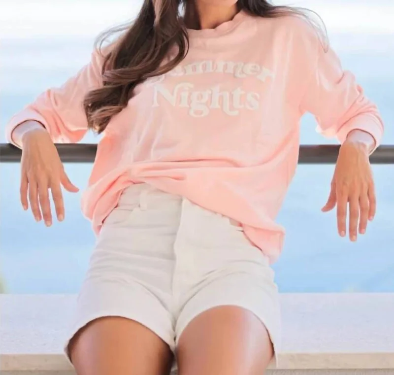 Women's Luxury Attire Summer Nights Sweatshirt In Pink