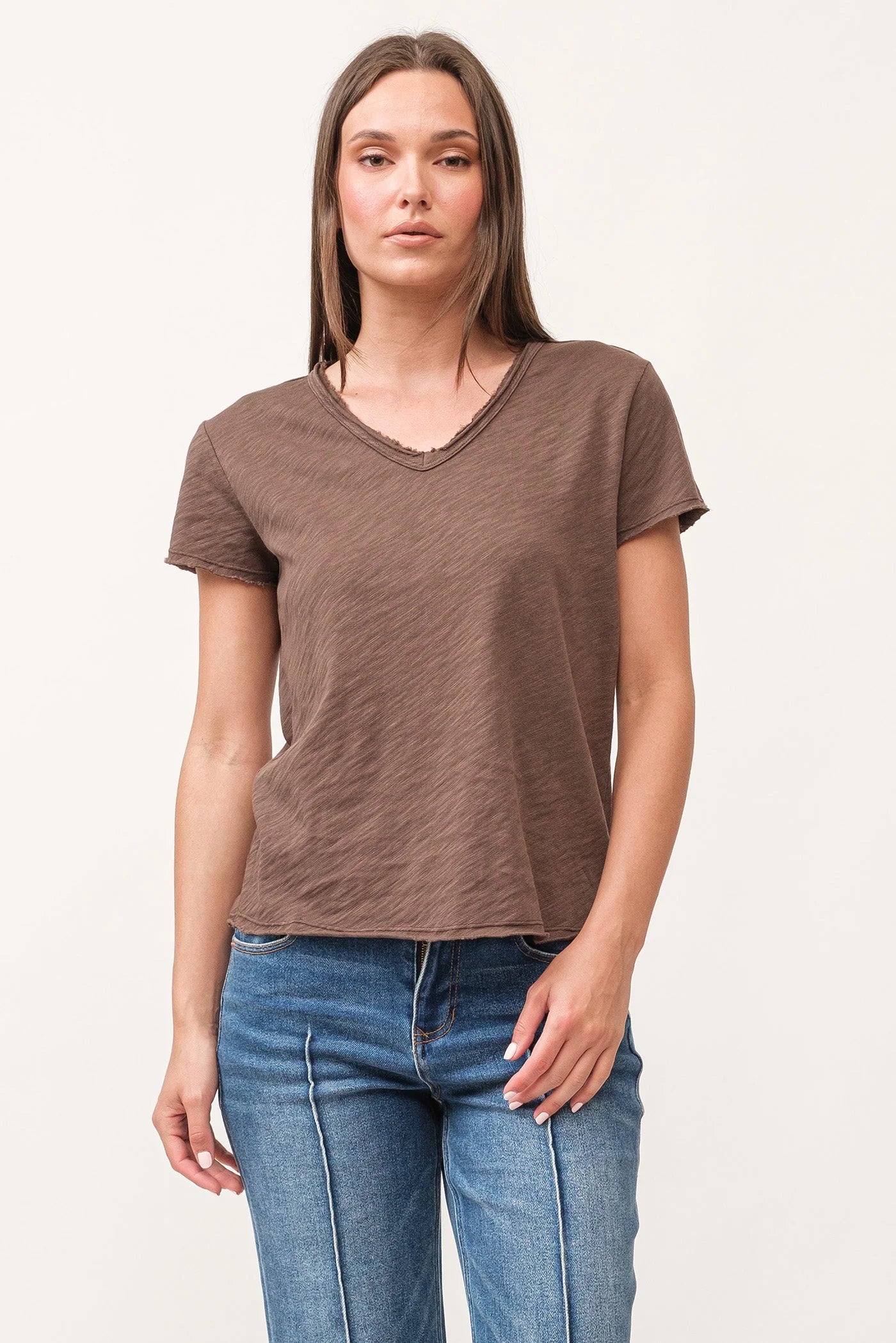 Charming Women's Outfit For Special Occasions Vanya Short Sleeve Slub Tee - Dark Olive