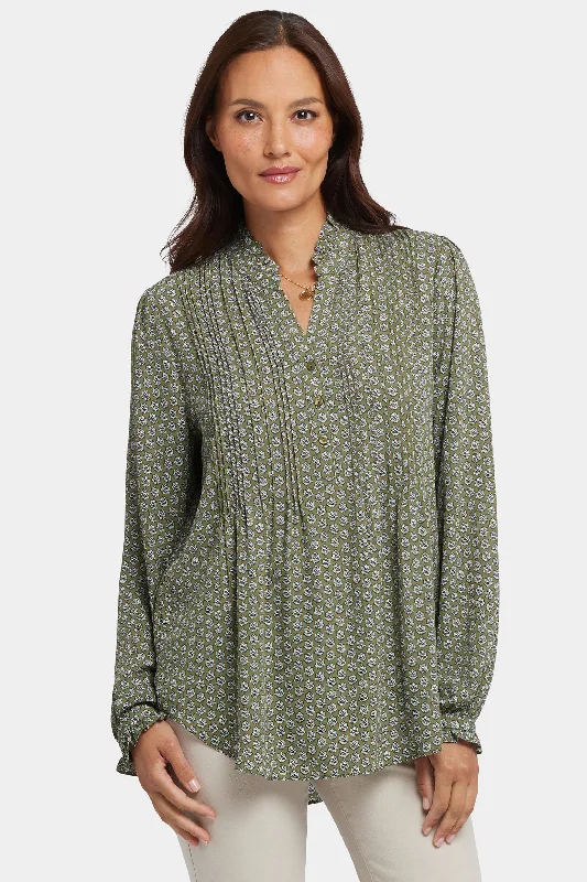 Women's Plus-Size Attire Pleated Front Tunic - Esmeralda