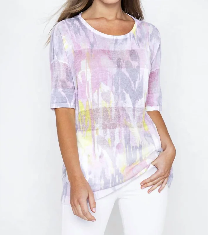 Stylish Women's Garments Ikat Easy Pullover Tee In Bloom Multi